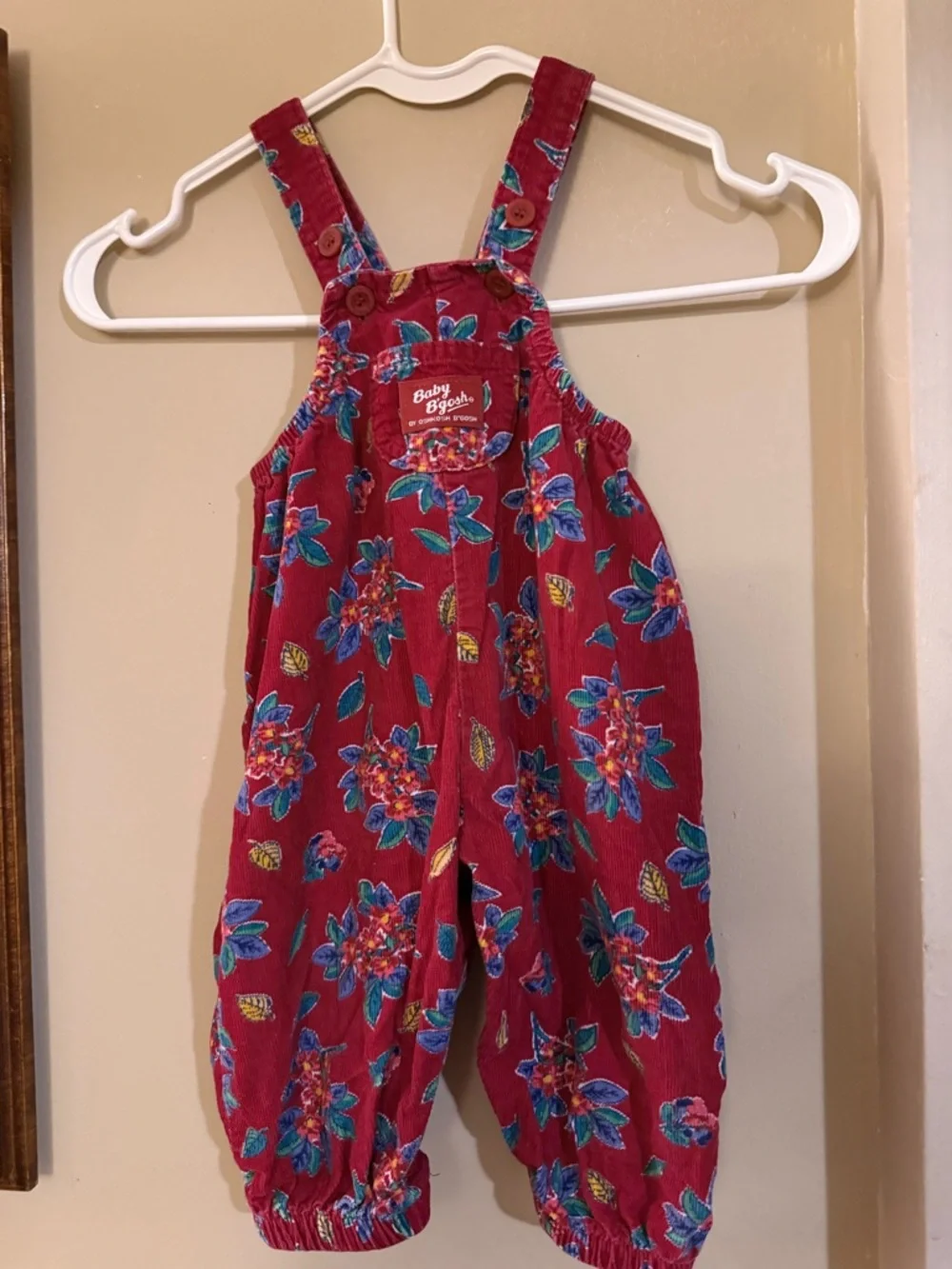 Vintage oshkosh Floral Red Corduroy Overalls for Kids